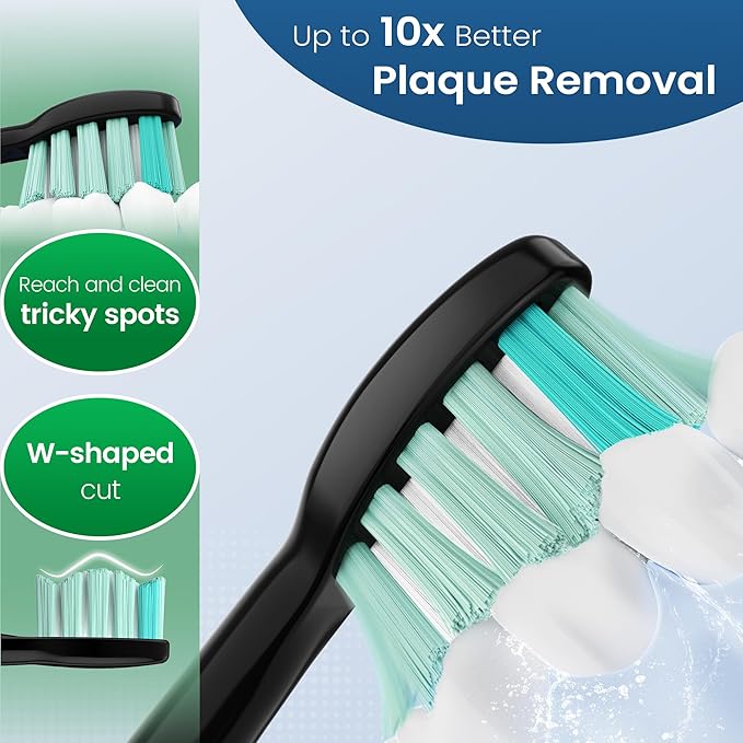 Replacement Toothbrush Heads Compatible with Philips Sonicare and More Click-on Handles 8 Pack Black
