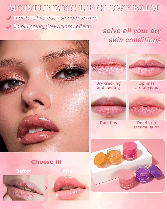 2Pcs Lip Glowy Balm & Lip Women-04Grape