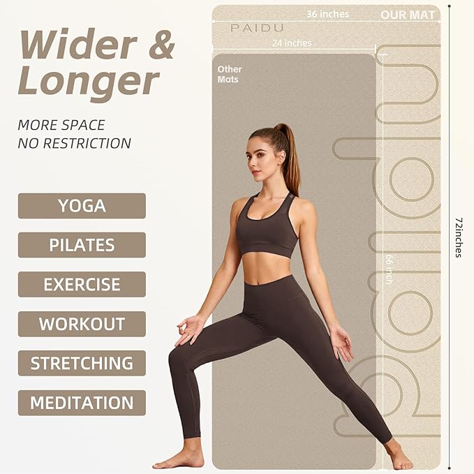 Large Yoga Mat, 72" x 36" x 2/5"（10MM） Thick Non-Slip Exercise Mat, SGS-Certified POE Material, Ideal for Home Gym, Yoga, Pilates, Fitness Workouts & Floor Mat