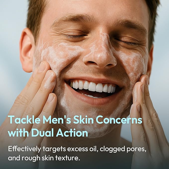 LAB BY He is_ Dual Pore Cleanser, Deep Pore Cleansing & Exfoliating Salicylic Acid, Oil to Foam Daily Hydrating Facial Wash for Blackhead Oily, Dry, Sensitive Skin for men Korean Skincare 6.76 fl.oz