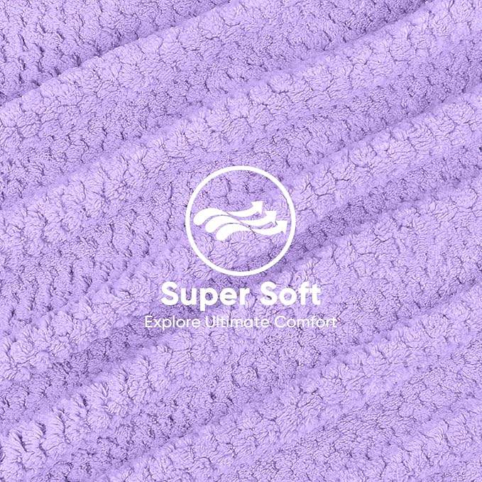 HOMEXCEL 5 Pack Microfiber Hair Towels - 40 x 20 inches Super Soft, Fast Drying Turbans for Long, Thick, Curly Hair - Anti Frizz Wrap with Elastic Strap, Purple/Blue/Grey
