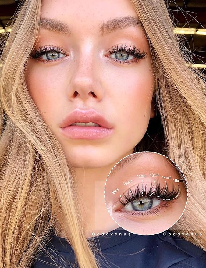 Lash Clusters Wispy Lashes Clusters Like Eyelashes Extension in Salon Natural DIY Cluster Eyelash Extensions for 5-7 days 9-16mm D Curl Fluffy DIY Individual Lashes (192pcs D Curl)