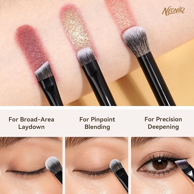 NEONIQ 10 PCS Foundation Contour Conceal Brush Set With Bag, Makeup Brushes, Double-End Multi-functional Brushes for Foundation Powder Blush Eyeliner Eyeshadows, Professional Face Brush Set（Black）