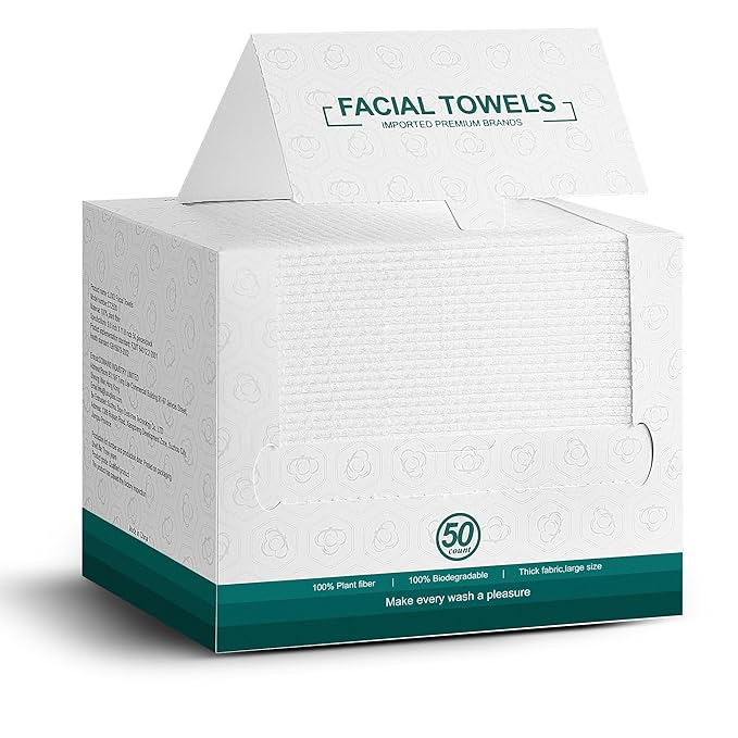 Face Towels,Facial Towels,50Ct Disposable Face Towel,7.9"x12"Face Cloths,Makeup Remover Face Towelettes Disposable,Disposable Face Cloths for Sensitive Skin,Biodegradable Dry Wipes