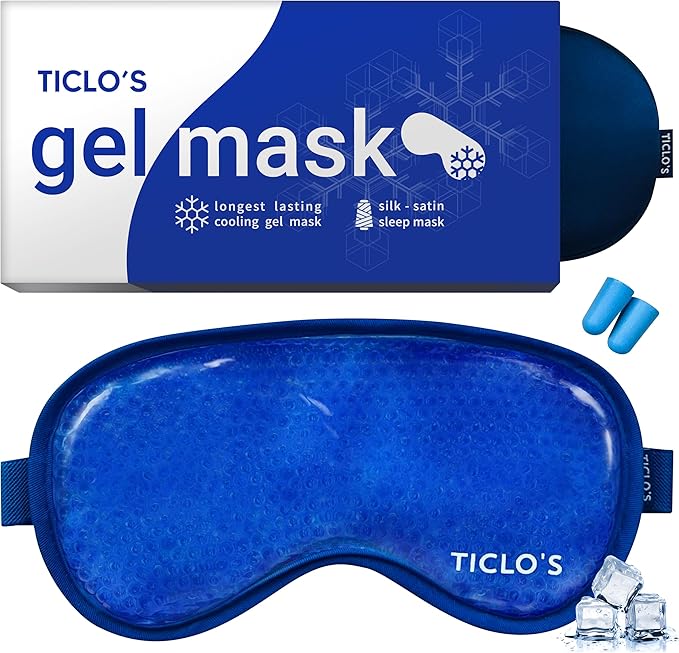 Ticlo's Cooling Eye Mask for Puffy Eyes - Gift Ready Box - Gel Eye Mask for Sleeping, Cold Compress for Dark Circles, Cold Reusable Compress for Migraines, Headaches, and Post-Surgery Recovery
