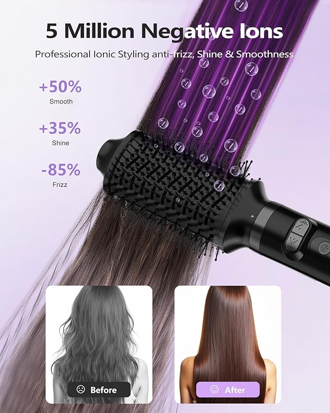 TASNEEM Hair Dryer Brush, 7 in 1 Pro Hot Air Styler for Hair Styler, Rotating Hair Dryer Brush, Auto-Wrap Curlers,Paddle Brush for Fast Blow Dry & Curling Volumizing Straightening with Travel Case