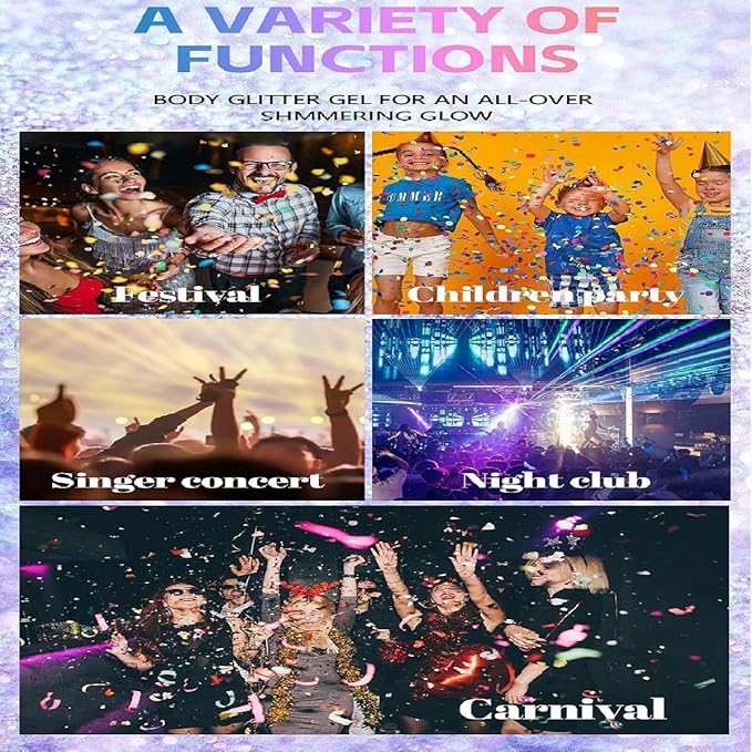 Body Glitter Stick, Holographic Sequins Neon Outfit Festival Party Christmas Accessories Face and Hair Glitter Gel Makeup.(Purple & Orange)