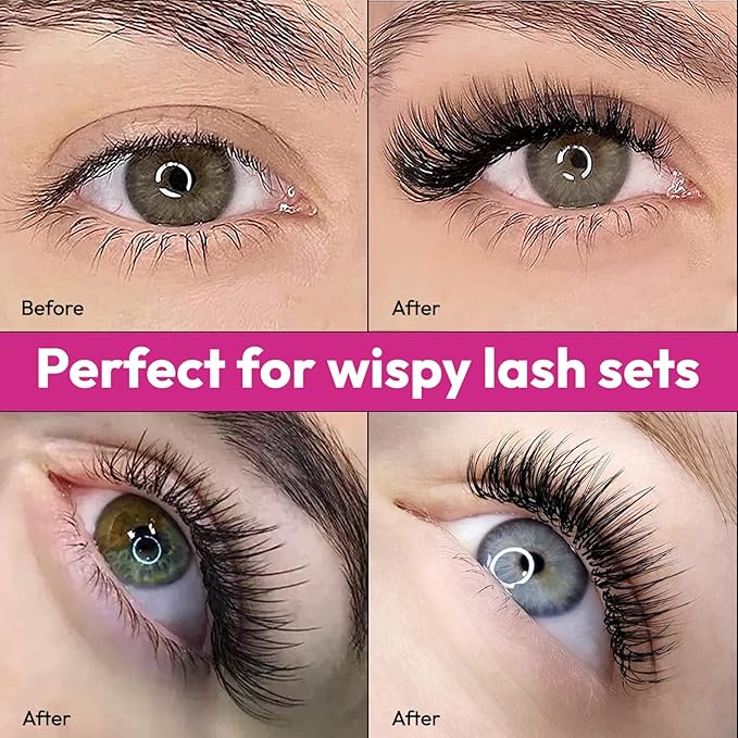 Eyesy Lash 500 Wispy Promade Fans - 5D 0.07 Size 8mm Curl CC - Natural Wispy Lashes Loose Premade Lash Fans for Eyelash Extensions Handmade Pre Made Eyelashes for Spiky, Volume, Natural Look