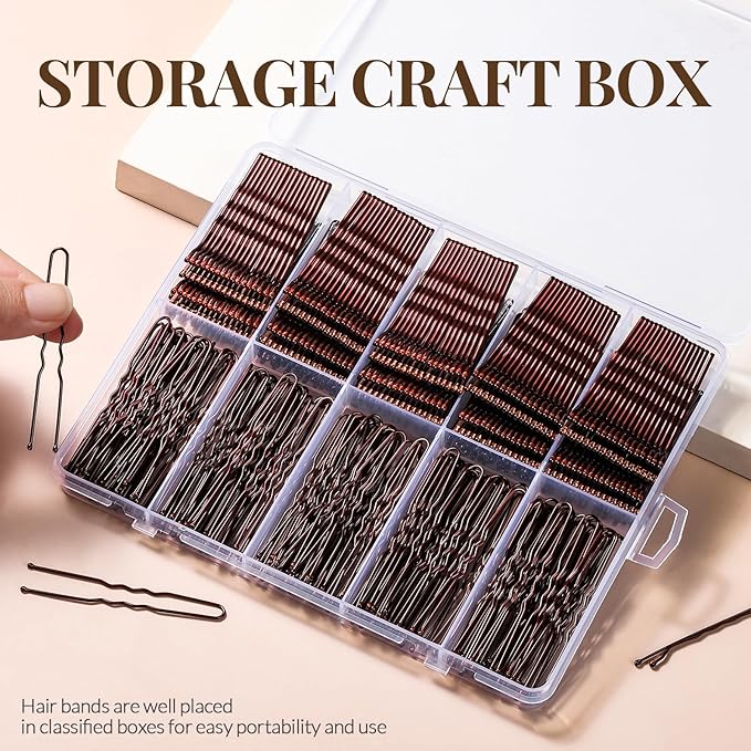 YGDZ 400 Counts Brown Bobby Pins Hair Pins Set for Women, 2inch Bobby Pins for Buns, 2.36inch Brown U Shaped Hair Pins for Styling, Hair Accessories for Women, Wedding
