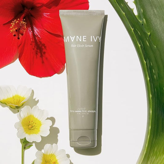 MANE IVY - Hair Elixir Serum - Smooth Frizz-Free Hair Instantly - 40ml 1.3 Fl Oz | Heat Protectant - Daily Styling & Overnight Treatment - Lightweight Formula with Hibiscus & Meadowfoam Extracts