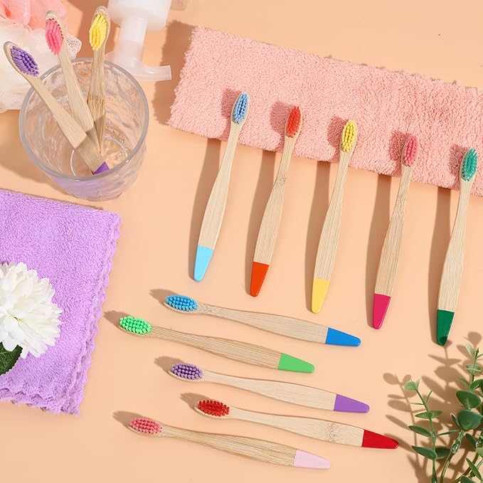 40 Pieces Kids Bamboo Soft Bristles Toothbrushes Toddler Toothbrush Manual Travel Toothbrushes for Kids Children Home School Travel Teeth Oral Dental Care, 5.7 Inch, Individually Wrapped