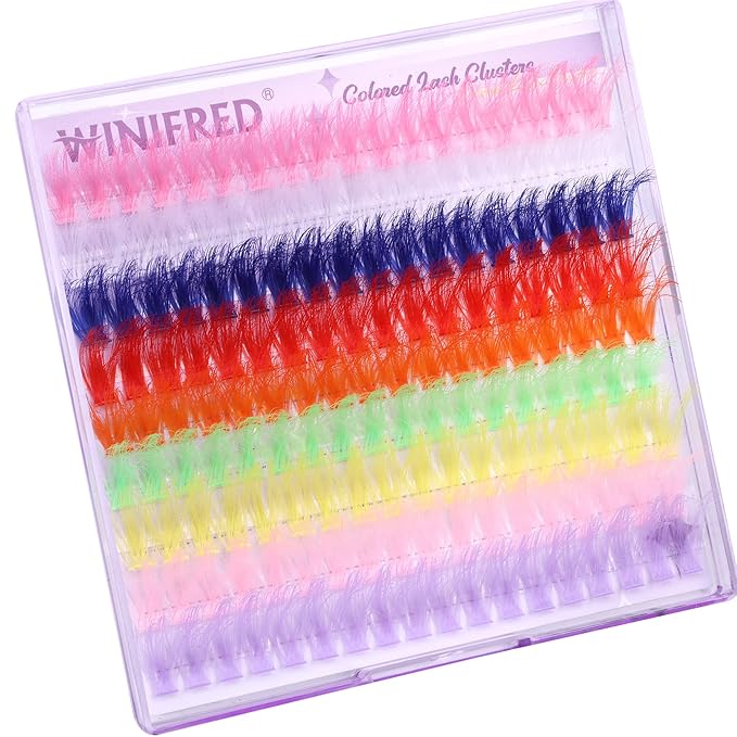 Colored Lash Clusters Eyelash Clusters D Curvature Eyelash Extensions 16MM Mixed Colorful Individual Lashes 80D Pink White Green Yellow Purple Blue Red DIY Rainbow Lash Extension by Winifred