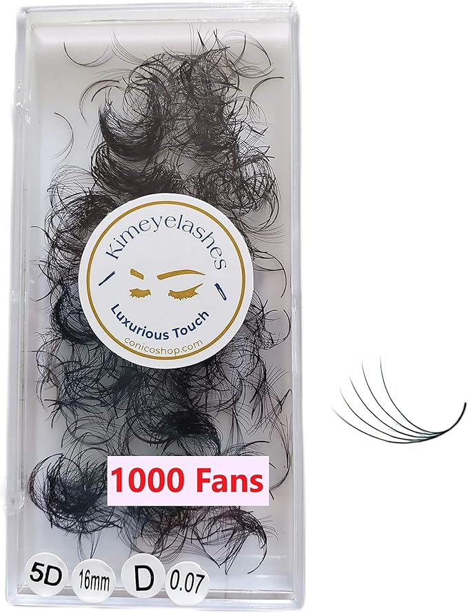 5D 1000 Premade fans Volume loose Fans C, D Curl 0.07. Handmade eyelash extensions supplies Russian volume lash promade fan (5D - Curl C, 12mm)