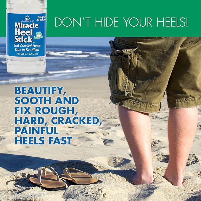Heel Balm for Dry Cracked Feet - Miracle Heel Stick with Gel Socks - Moisturizes & Relieves Hard, Cracked Heels - Silicone Gel Infused Socks, Breathable & Washable - One Size Fits All