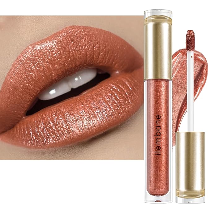 ilembane Metallic Liquid Lipstick Brown – High Pigment Long-Lasting Waterproof Metallic Lip Color, Smudge-Proof, Non-Sticky, Bold Lip Gloss for Parties & Stage Makeup (Better Me)
