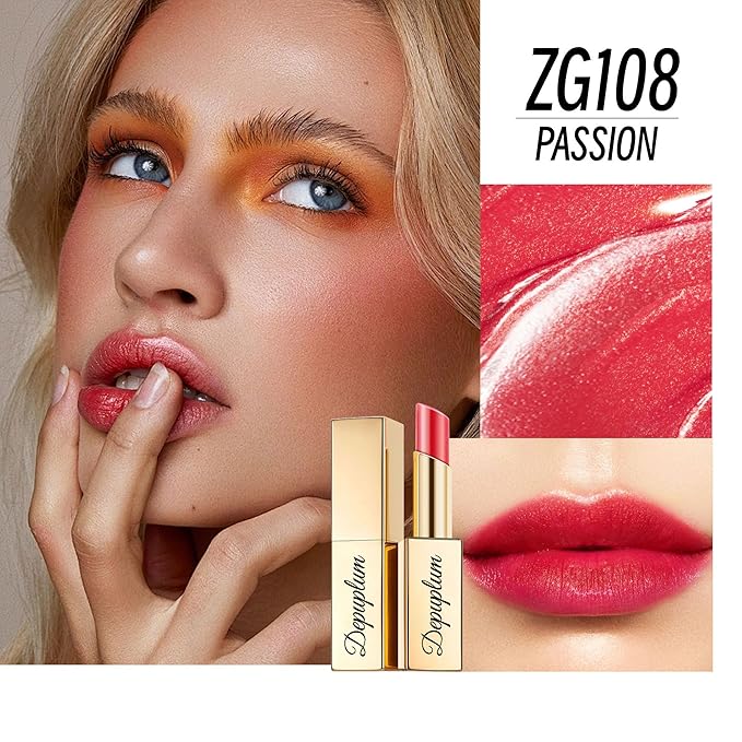 Pink Red Brown Lipstick Set for Women Shimmer Tinted Lip Balm Hydrating Moisturizing Lipstick Cruelty Free Lip Makeup, ZG107/108/117