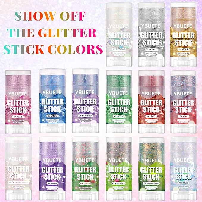 Carnival White Face and Body Glitter Stick for Sparkling Makeup, Hair Glitter Accessories for Women, Highlighting Stick for Fairy Dust, Cheerful Face Glitter for Festive Parties and Carnivals