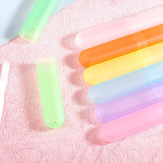 30 Pieces Travel Toothbrush Case Holder Bulk, Travel Toothbrush Holder Case, Breathable Tooth Brush Containers, Dust-Proof Plastic Holders for Travel Trip, Business, Home(7 Colors)