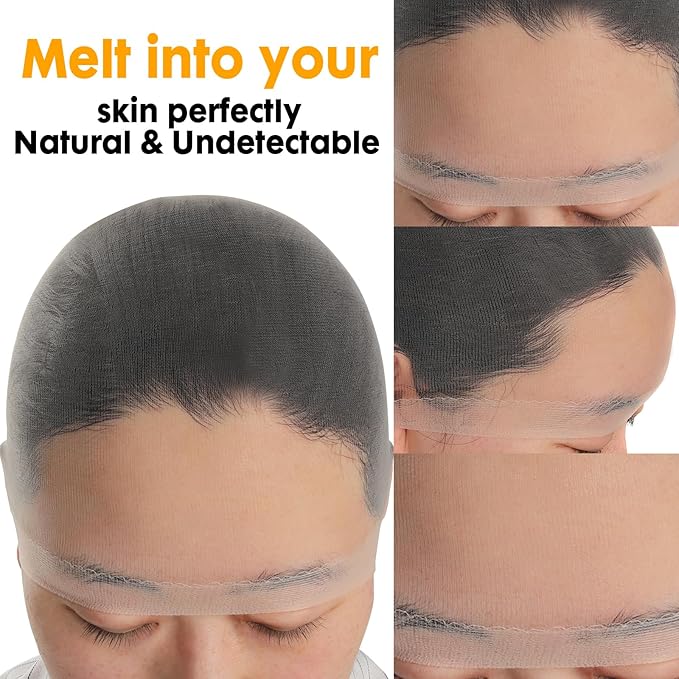 BEEOS Nude Skinlike HD Wig Cap, 4 Pieces Invisible and Sheer Breathable Ultra-thin Stretchy Stocking Caps for Lace Front Wigs, Bald Cap for Women