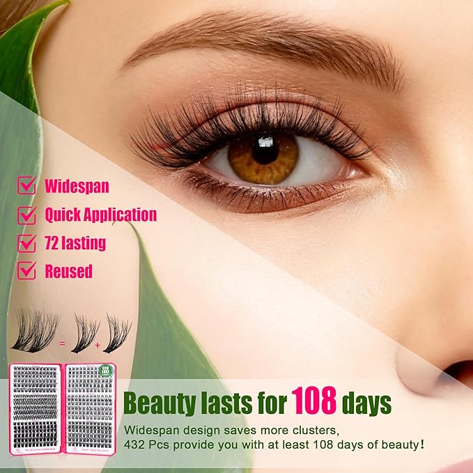 Lash Clusters - 0.05mm Wispy Fluffy Eyelash Clusters Natural lash extentions Biodegradable Volunm cluster eyelash extensions individual lashesLightweight Eyelashes for beginner DIY at Home