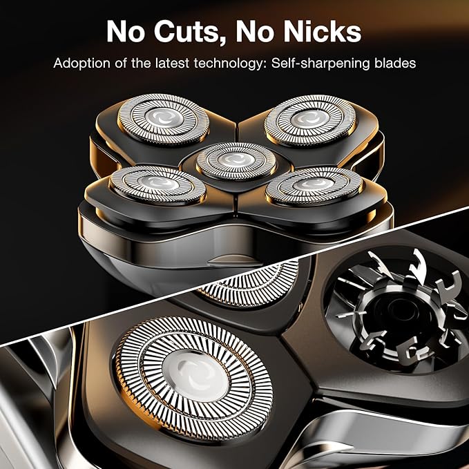 5D Head Shaver Replacement Blades - Christmas Gift Magnetic Floating Razor Heads, Wet & Dry Compatible, Precision Shaving, Waterproof & Skin-Friendly, Easy Blade Replacement for 5D Electric Shaver
