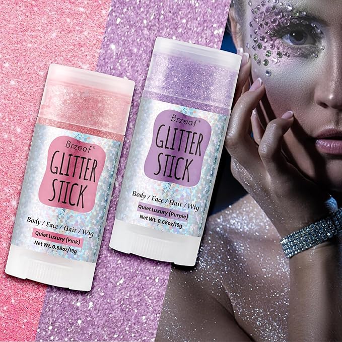Brzeaf Fairy Costume Body Face Glitter, Shimmery&Long Lasting, Waterproof Chunky Glitter for Face/Body/Hair/Eyes, Singer Concert Music Rave Festival