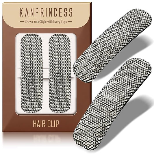 Rhinestone and Crystal Hair Clips 2-Pack, Sparkly Barrettes & Elegant Bling Accessories for Women & Girls(Set17)