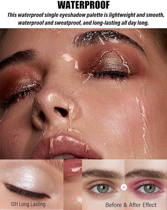Single Matte Eyeshadow,Nude Pink Eye Shadow Palette Primer Base Blusher Makeup,High Pigment Waterproof Pressed Eye Shadows Powder with Smooth Lightweight Blendable Formula for Daily Eye Look-02