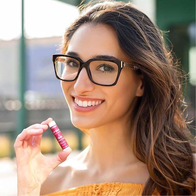 ALIDA PURE Cherry Lip Balm Collection, Vegan Set, Beeswax Free, with Organic Jojoba and Avocado Oil, Vitamin E, Natural Moisturizer for Dry, Chapped Lips, 3 Tube Set