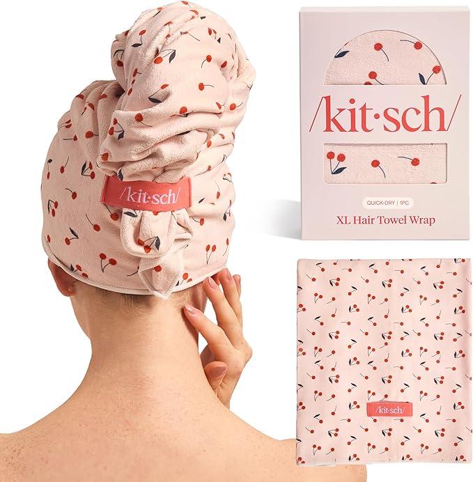 Kitsch XL Microfiber Hair Towel Wrap for Women - Microfiber Towel, Super Absorbent, Quick Dry, Anti-Frizz - for Long & Short Hairs, Turbans for Women