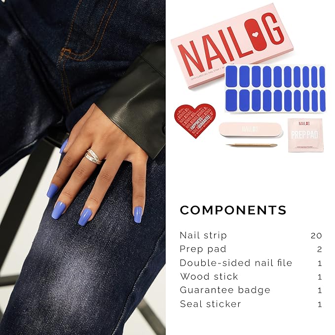 NAILOG Semi Cured Gel Nail Strips (20 Extra Long Stickers/Wraps) | Buy 2 Get 1 UV Lamp| Glossy & Long Lasting Soft Gel Finishing, Violetta