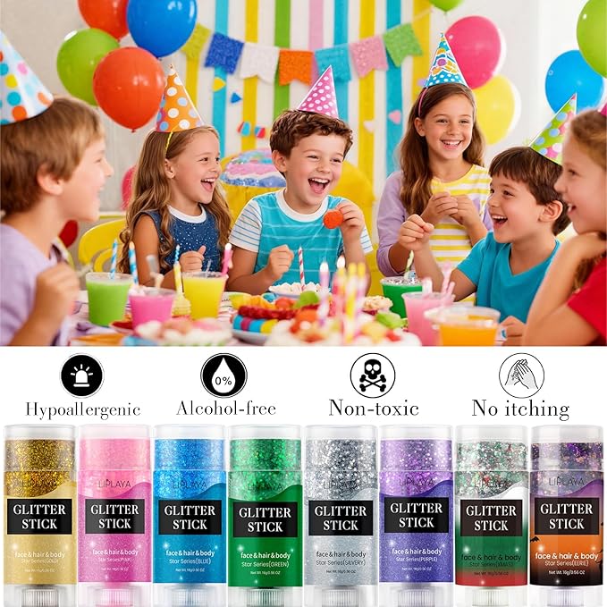 Face and Body Glitter Stick,Holographic Sparkling Neon Outfit Singer Concert Music Rave Festival Party Christmas Accessories Glitter Gel. (Red Green White)