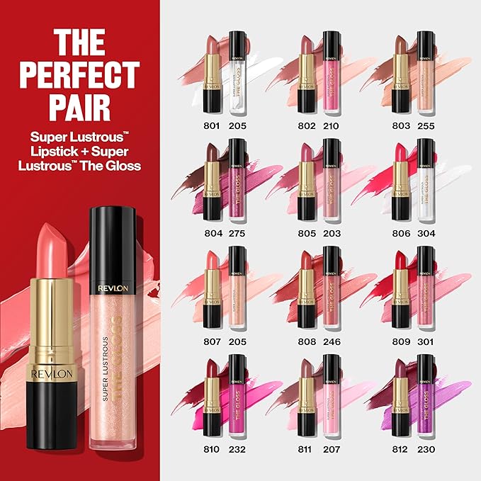 Revlon Super Lustrous Lipstick, Creamy Formula For Soft, Fuller-Looking Lips, Moisturized Feel, 810 Uncut Ruby, 0.15 oz