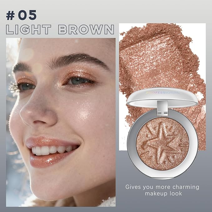 Light Brown Eyeshadow Palette, Glitter Neutral Taupe Brown Eye Shadow for Older Women Waterproof LongLasting Shimmer Metallic Nude Eyeshadow Makeup