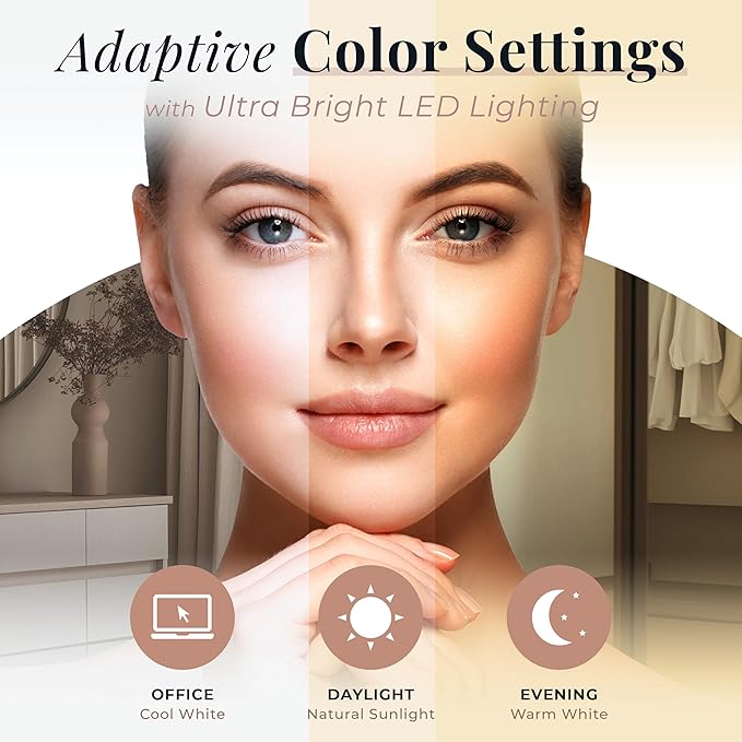 Zadro Scalloped Edge Hollywood LED Vanity Mirror, 12 Dimmable Bulbs, 3 Color Temperatures, 360° Rotation, Angle-Adjustable Tilt, USB-C Plug-in, Large 12" x 19", 1X Viewing Area (Chocolate)