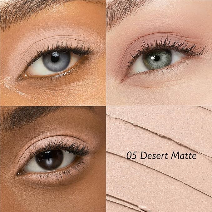 Dual-Ended Desert Matte Eyeshadow Stick - Long-Lasting Cream Eye Shadow Stick Crease-Proof Eyeshadow Pencil, Easily Blendable Nude Eyeliner Eye Brightener Makeup with Built-in Smudger, 05