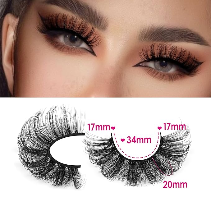 JIMIRE Lashes Mink Fluffy Dramatic Wispy False Eyelashes 20MM 6D Volume Crossed Strip D Curl Eye Pestañas Thick Soft Fake 7 Pairs Pack
