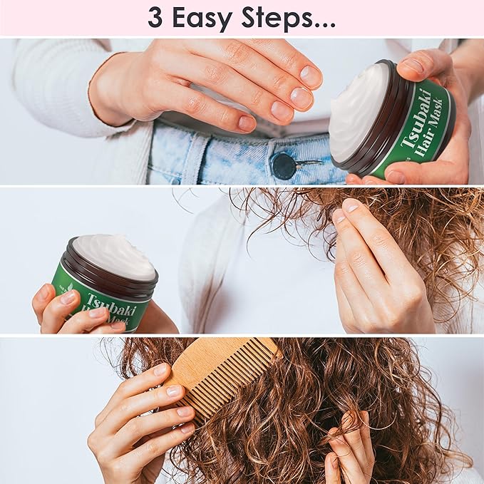 Tsubaki Hair Mask. Premium Japanese Camellia Oil (Tsubaki) Butter for Moisturizing, Hydrating, Repair & Growth. Camellia Seed Oil Treatment for Dry, Curly, Frizzy, Damaged & Color Treated Hair