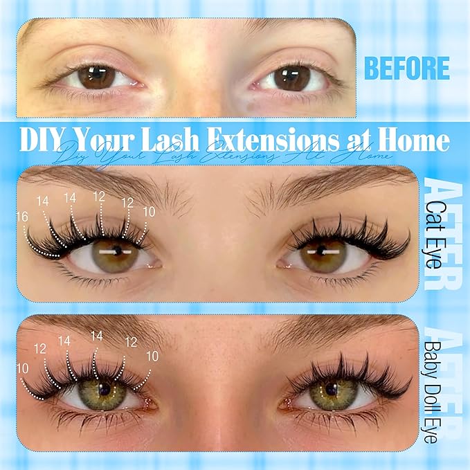 Manga Lash Clusters Kit Spiky Lash Extension Kit Fairy Eyelash Clusters Wispy Cluster Eyelash Extensions Kit 10-16mm Individual Lashes Anime Lashes Clusters by Lanflower