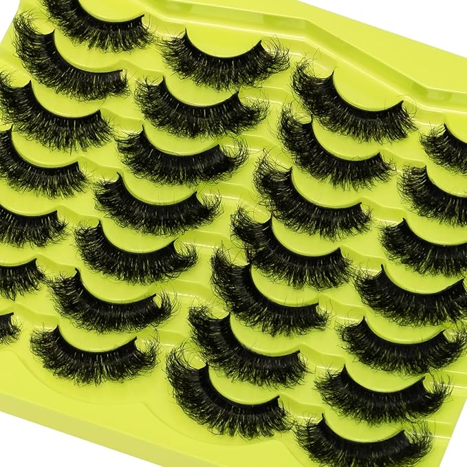 Mink Lashes Fluffy 20mm Stirps Lash Volume False Eyelashes 14 Pairs 8D Cat Eye Lashes D Curl Dramatic Soft Eyelash 25mm Big Long Lash Strips Lashes Pack That Look Like Extensions