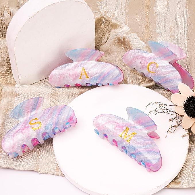 Gifts for Women,Gifts for Coworkers Bride Hair Claw Clips Acrylic Initial Hair Clips | Large Hair Claw for Girls - Teen Girl Cute Trendy Stuff - Lavender,G