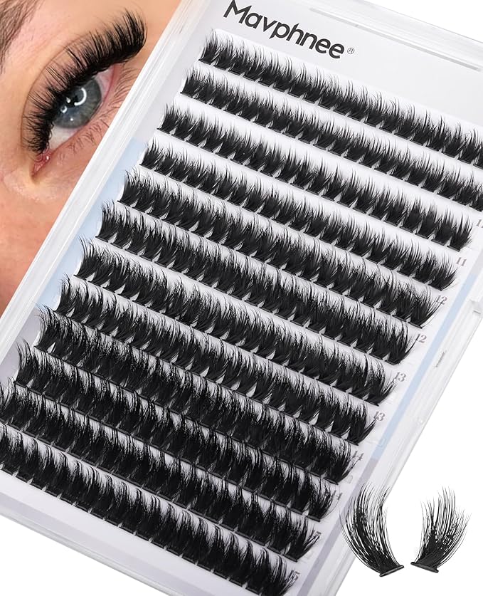Hybrid Lash Clusters Fluffy Individual Lashes 10-15MM Natural Cluster Eyelash Extensions D Curve Wispy Cluster Lashes Reusable Soft Faux Mink Eyelash Clusters 240Pcs