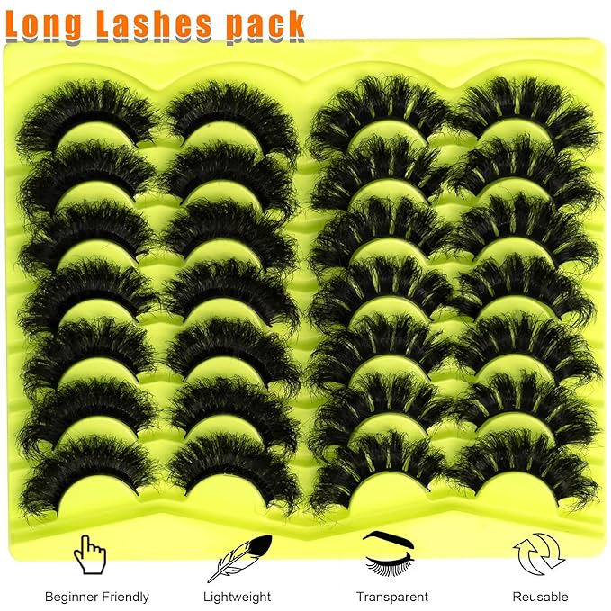 Mink Lashes Fluffy 20mm Stirps Lash 2 Styles Mixed Volume False Eyelashes 14 Pairs 8D Cat Eye Lashes D Curl Dramatic Soft Eyelash 25mm Big Long Lash Pack That Look Like Extensions