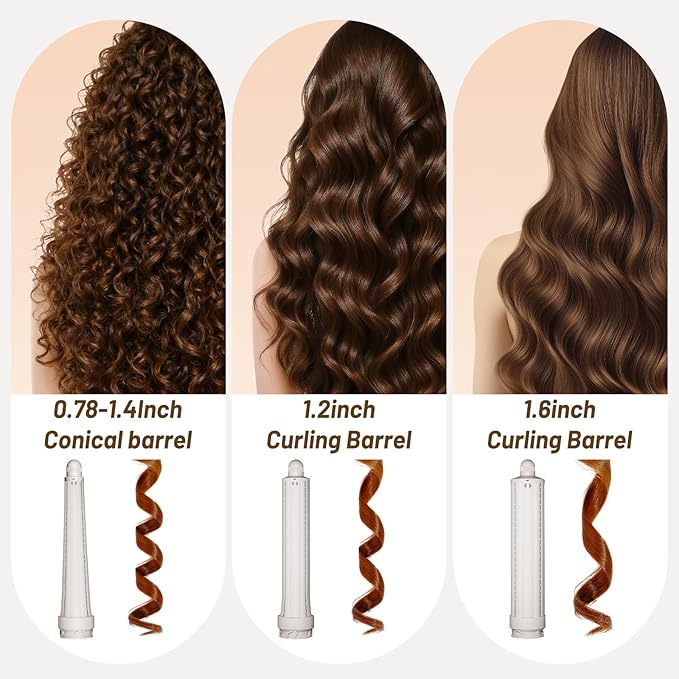 1.6in Long Hair Curling Barrel Attachment Compatible with Shark FlexStyle, Self-Curling Accessories for Shark Flex Style HD400 Series With Both Curl Directions for Loose Curls Waves