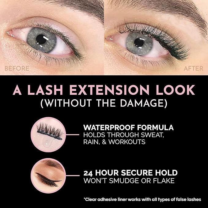 Luxillia Magnetic Eyelashes Kit – 10 Piece (Clear & Black) Magnetic Eyelash & Eyeliner Set with Applicator – Natural Look Easy Apply Reusable Fake Extension Lashes, No Glue – Pestañas Naturales