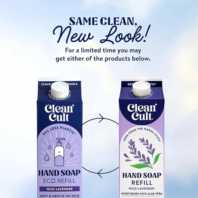 Cleancult Liquid Hand Soap Refills - Wild Lavender - Moisturizes Dry & Sensitive Skin -Made with Aloe Vera & Lavender Essential Oils - Eco Friendly - Paper-Based Packaging - 32 oz/3 Pack