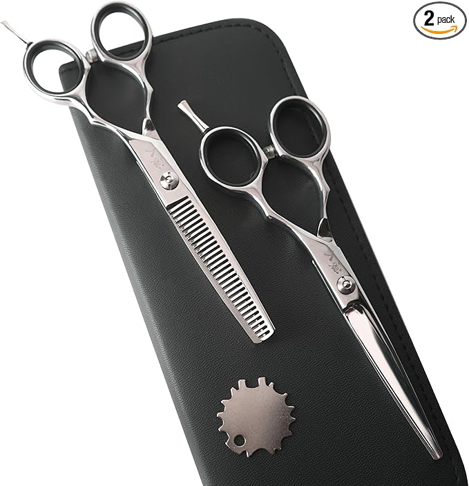 Ronin Hair Cutting Shears Set by Tokko Katana, Professional Scissor Kit, 6.5" Sharp Stainless Steel Regular & Thinning Haircut, Grooming Scissors for Barber, Hairdresser, Salon Professional, & DIY