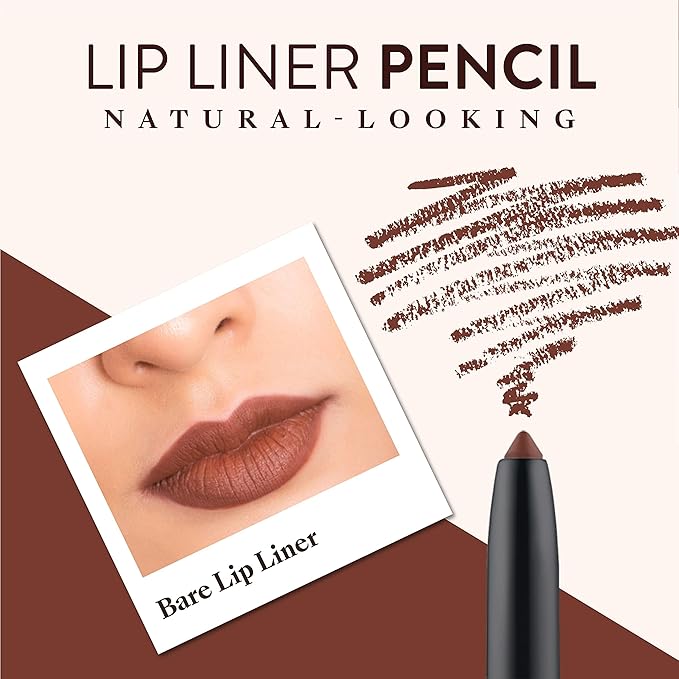 Mented Cosmetics Lip Liner for Women, Dark Brown Lipliner Lip Pencil, Waterproof Lipliner, Vegan + Cruelty Free Makeup, Bare