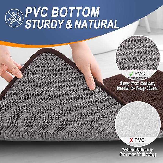 OLANLY Toilet Rugs U-Shaped 24x20, Extra Soft Absorbent Thick Memory Foam Contour Bathroom Rugs, Dry Quickly, Machine Washable, Non-Slip Toilet Bath Mat, Home Decor Accessories, Brown
