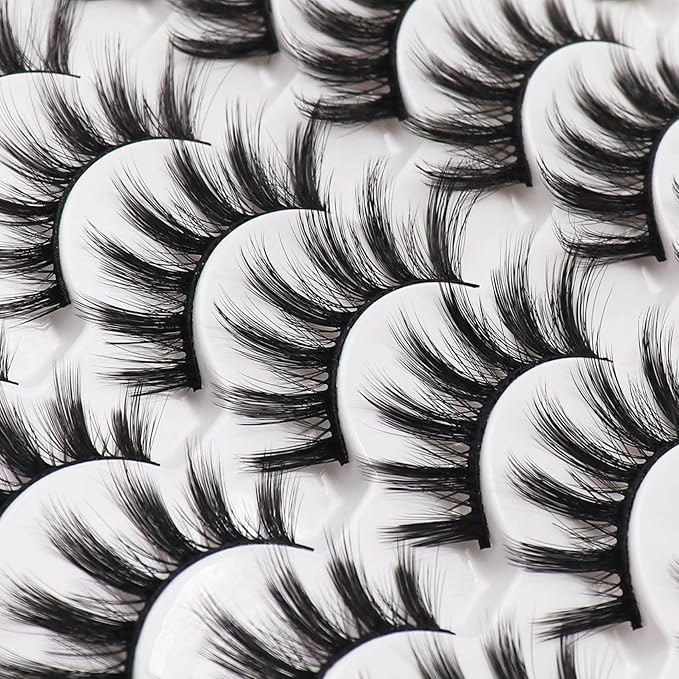 Losha Eyelashes Natural Look Faux Mink Lashes Pack Handmade Fluffy False Eyelashes 14 Pairs Eye Lashes (F45)